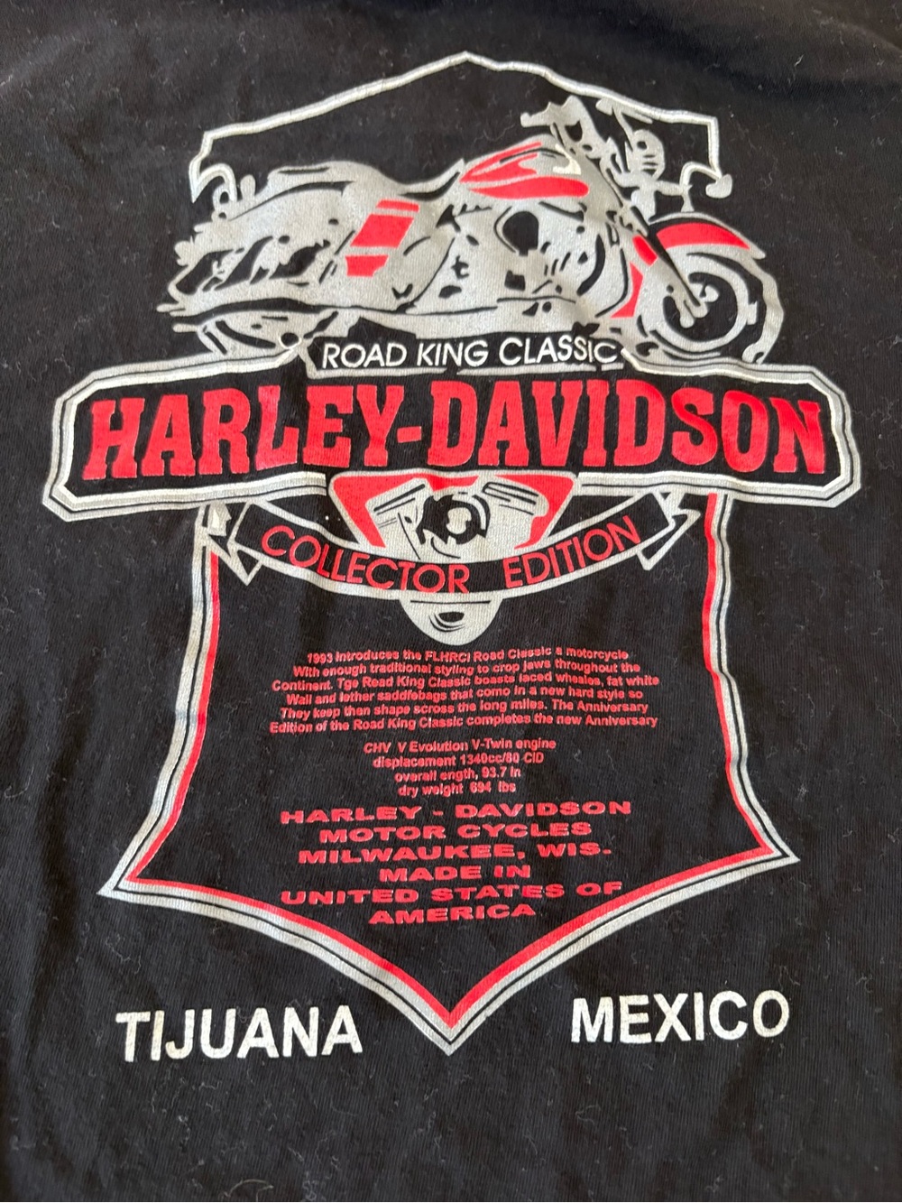 Harley-Davidson Black Tee with Red & Silver Road King Graphic